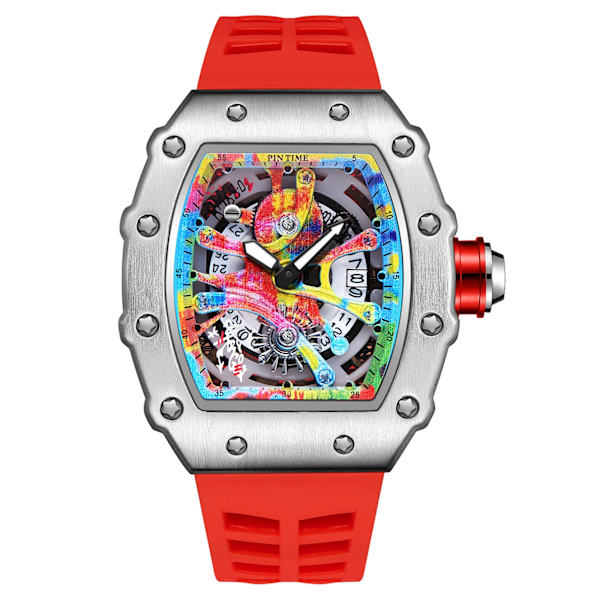 Modern design watch Sport lysande vattentät militärautomatisk watch för man pojkar Silikonrem Tonneau-urtavla QT336-8