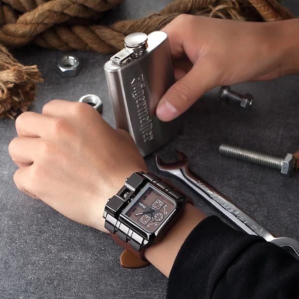 Oulm 3364 Casual Armbandsur Fyrkantig Urtavla Bred rem Herr Quartz Watch Lyx Märke Man Klocka Super Big Herr Klockor montre homme Brown