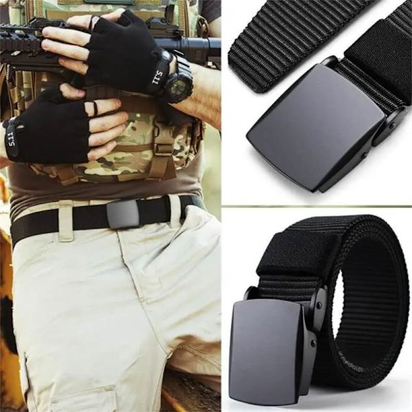 2022 Ny Canvas Herrbälte Mode Svart Nylon Utomhus Metall Automatiskt Spänne Casual All-match Lyxbälte Hane As shown(.2020) 115CM(.2020)