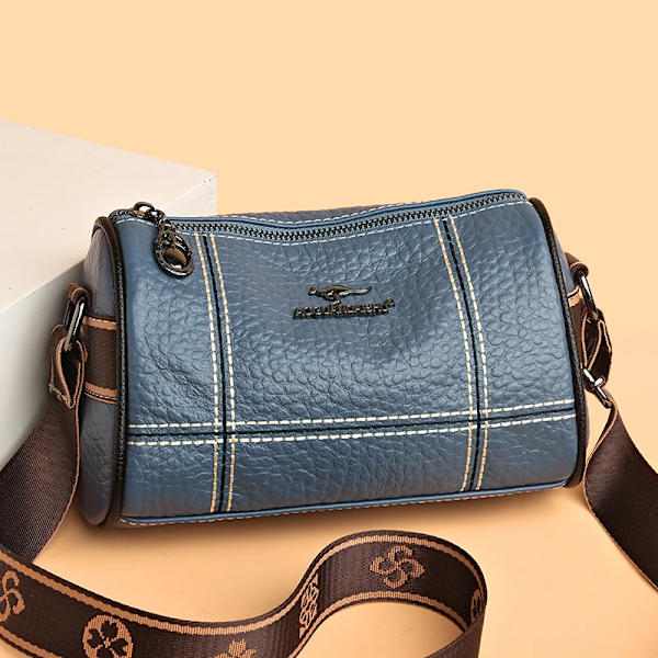 Högkvalitativ enfärgad äkta läder Crossbody-väskor för kvinnor Handväskor i äkta läder Damväskor Kvinnliga Tote Sac Black 22cm 11cm 14cm