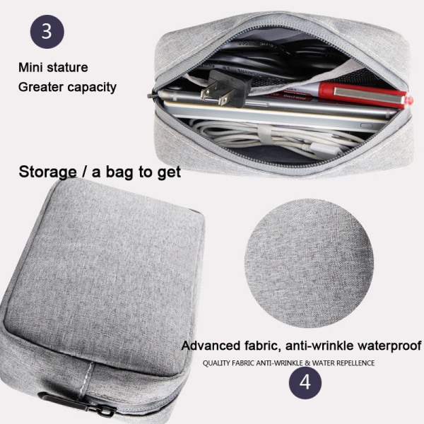 Klassiska handväskor för headset Kosmetisk resväska Organizer Sminkpåse Kosmetiska hörlurar Tote USB U Disk Travel Kit förvaringsväska B Small Grey