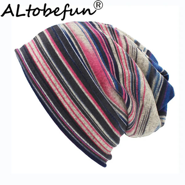 LOVINGSHA Höst Vinter Randig Design Tunna Skullies Beanies Dam Mössor För män Mode Feminino Multifunktionsscarf BHT109 BHT078BLK One Size
