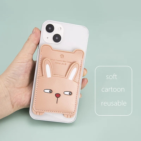 PURDORED 1 PC Tecknad Telefon Baksida Korthållare Självhäftande Mode Söta Kvinnor Män Mobiltelefon ID-korthållare Slim Case Sticker rabbit