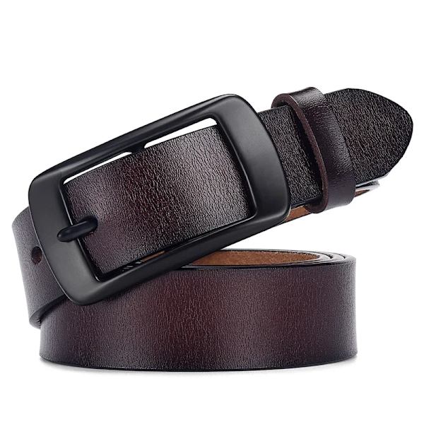 DINISITON Bälten för kvinnor för kvinnor Äkta läderbälte Mode matchande band Kohud Casual Designerbälte av hög kvalitet Coffee 105cm