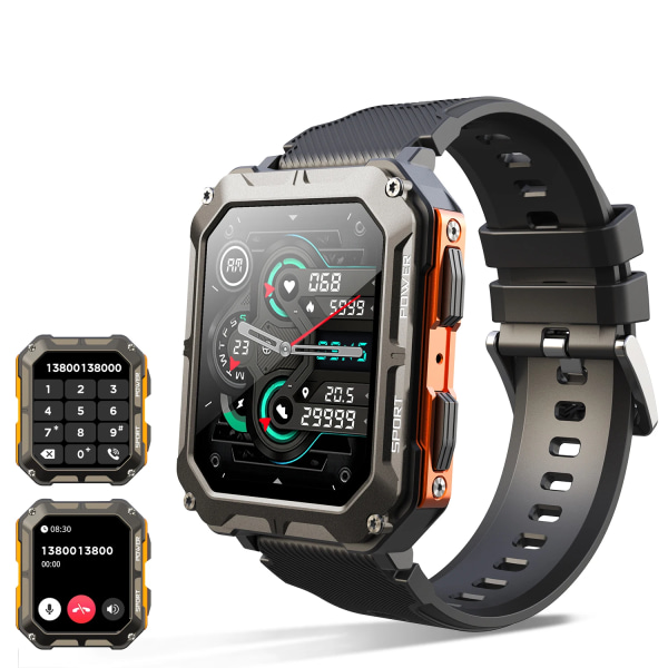 Ny C20 Pro Smart Watch Voice Assistant BT Wireless Call Business Outdoor Sport Vattentät armbandsur för Android iOS orange