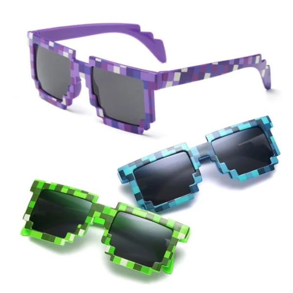 5 färger Mode solglasögon Barn Cos Spela Actionspel Leksak Minecrafter fyrkantiga glasögon med case Leksaker för barn Present Blue As shown