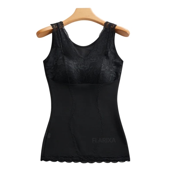 Flarixa Ärmlös bantningsbody med pad Sexig djup V-hals Shapewear Kvinnor Korsett Back Take Off Body Shaper i ett stycke XXXL Black-Vest L