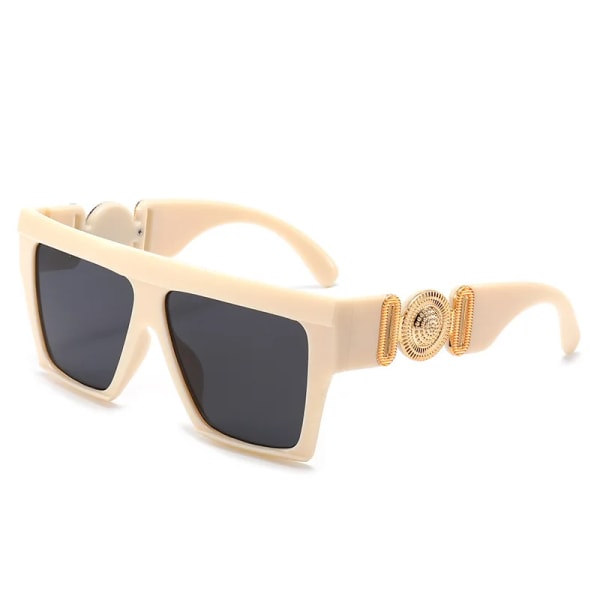 Oversize fyrkantiga solglasögon Kvinnor Mode Ny Vintage Stora Bågar Solglasögon Herr Solglasögon UV400 Eyewear Oculos Gafas De Sol beige Gold