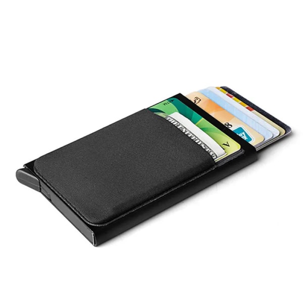 Smal herrplånbok i aluminium med bakficka ID-korthållare RFID-skydd Minimetall Automatisk pop up case Myntväska Silver with gray