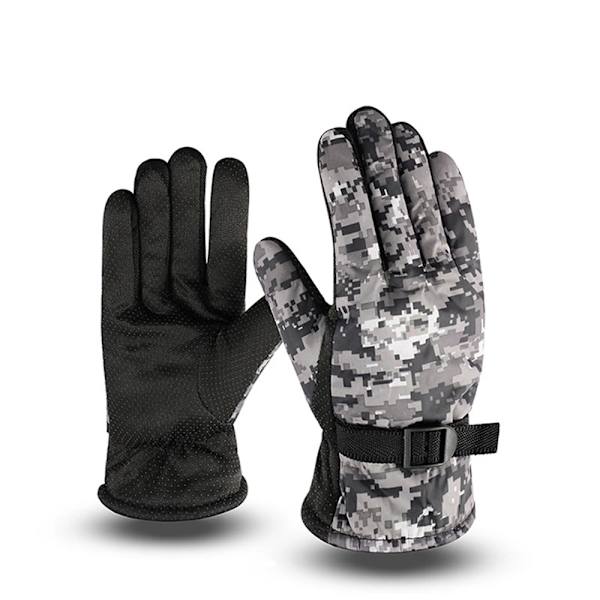 Män Vintervarma handskar Cykling Vindtät Thicken Plus Velvet Justerbara handskar Halkfritt Köldskydd Skidklättring Vandringshandskar Camouflage Grey One Size