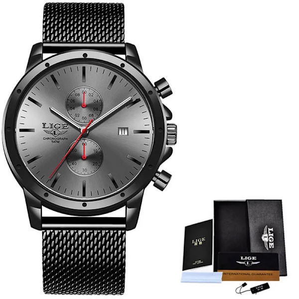 2021 Ny Watch Lyx Toppmärke Militärsvart Quartz Klockor Herr Vattentät Kronograf Sport Lysande Armbandsur Black red M