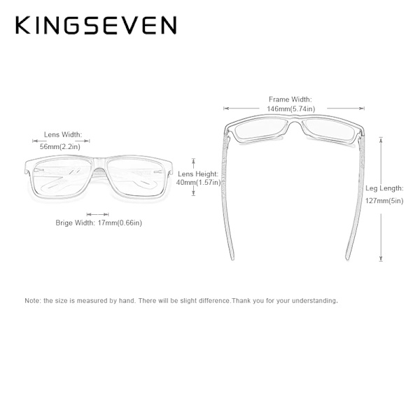 KINGSEVEN Brand TR90+Natural Walnut Trä Solglasögon Herr Dam Polarized UV400 Lins Retro Glasögon Förstärkta gångjärnsglasögon Green Walnut Wood Original