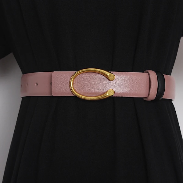 Kvinnors landningsbana, dubbelsidig, äkta läder Cummerbunds Damklänning Korsetter Midjeband Bälten Dekorationsbälte TB2027 B pink 2.8cm One Size