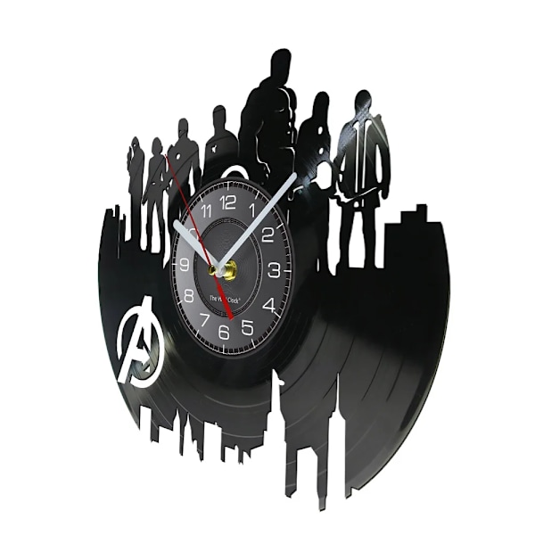 Superhjälte Tecknad Dekorativ Väggklocka Heroiskt Tema LP Vinyl Väggklocka Tysta Retro Klockor Heminredning För Barns Sovrum Without LED(.105)
