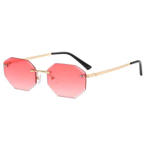 CATERSIDE Fashion Lady Solglasögon Irregular Trend Solglasögon utan bågar Polygon Small Ram Glasögon Oculos De Sol UV400 C05 As Photos Showing