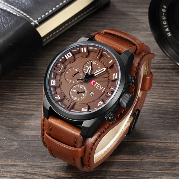 Herrklockor Toppmärke Lyx Mode & Casual Business Quartz Watch Date Vattentät armbandsur Hodinky Relogio Masculino light brown with box