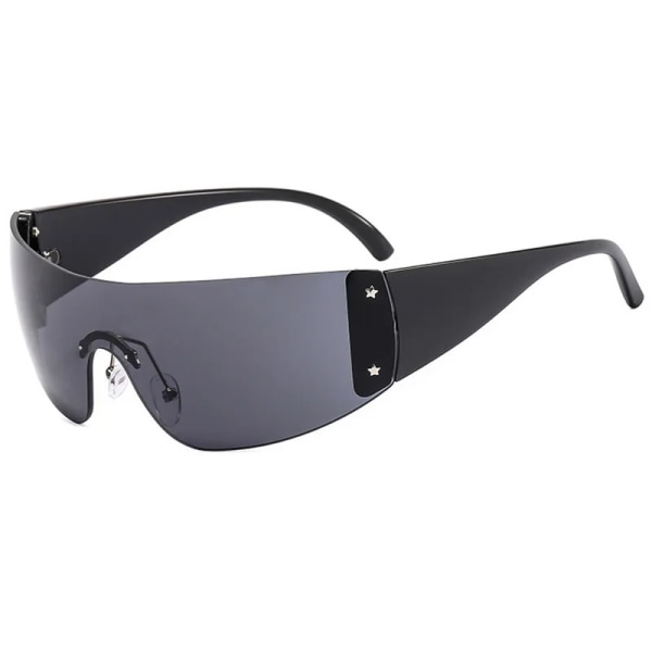 Lyxiga Punk Sportsolglasögon Dam Märkesdesigner Y2K One Piece Solglasögon Män Goggle Shades UV400 Femstjärniga modeglasögon C-black 1 pair