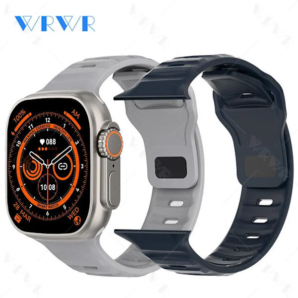 Smart Watch Ultra 2 tums HD-skärm NFC Smartwatch Bluetooth samtal Puls Sömnmonitor Series 8 Klockor för män kvinnor With Silicone Strap(.1356)