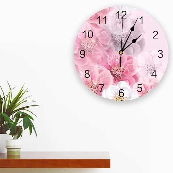 Blomma Rosa Klockor Vägg Heminredning Modernt Kök Tonårsrum Sovrum Vardagsrum Dekor Väggklocka LEX07569