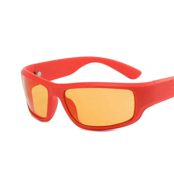 Nya Gröna Sportsolglasögon Män Kvinnor Retro Punk Trendiga Solglasögon För Manliga Solglasögon Goggle Utomhusspegelglasögon UV400 matte orange yellow with pouch and cloth