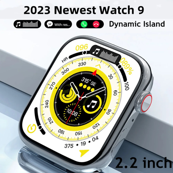 Watch 9 Smart Watch Series 8 Always on Display Blodsocker NFC Smartwatch Herr Dam BT Call Kroppstemperatur För Apple Pink