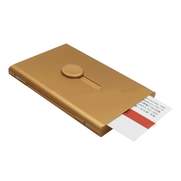 Metall Visitkortshållare Hand Push Card Case Bankkort Medlemspaket Ultra Tunt Visitkort Förpackning Box Organizer A-Gold