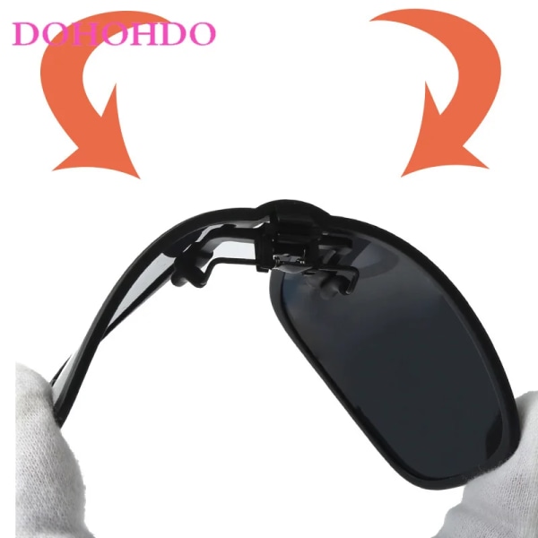 DOHOHDO New Square Polarized Solglasögon För Män Kvinnor Flip Up Clip On Solglasögon Utomhus Förarglasögon Körglasögon Oculos Silver as show