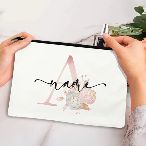 Custom Personalization Print Kvinnor Kosmetisk väska Utomhus sminkväska Resetoalettsaker Organizer Kvinnlig förvaring Sminkfodral D1pinkbwI