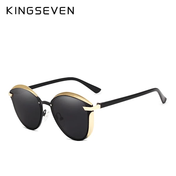 KINGSEVEN Polarized Solglasögon För Dam Lyxdesign Dam Elegant Solglasögon UV400 Skydd Mode Cat Eye Glasögon C01 Gold Gray Original