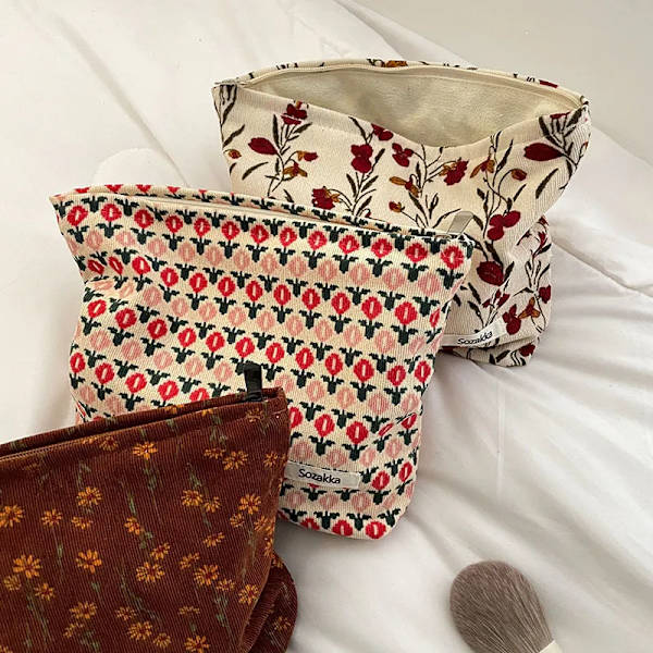 Mode manchester kosmetisk väska Retro print kosmetisk väska Bärbar tvättväska Kvinnor Resor kosmetisk väska Skönhet förvaringsväska a