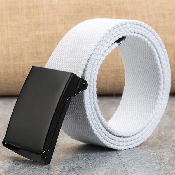 Gratis gravering Plus LONG Storlek 160 150 140 130 cm Canvasbälten Herr Anpassat namn Automatiskt spänne Damer Large Big Size Jeansbälten White 110cm