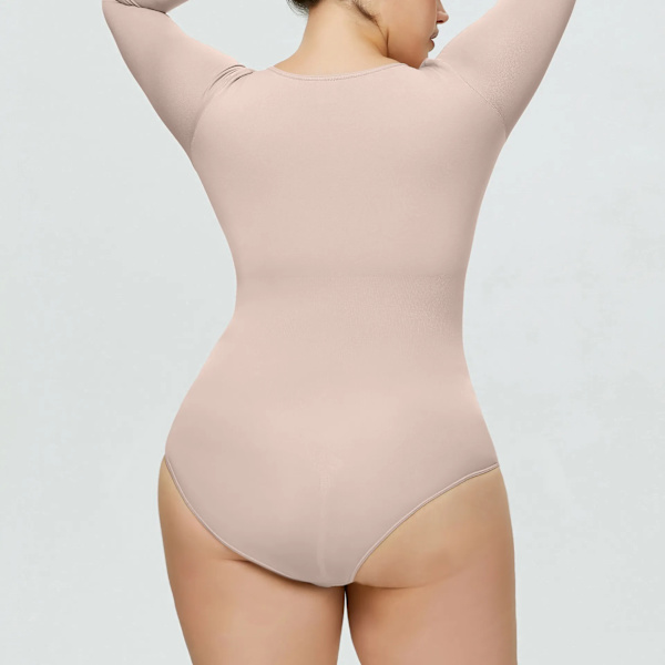 Menty Body Shaper Underkläder Magen Slimming Butt Lifting Bodysuit Korsett Damer Tight Långärmad Shapewear Khaki M