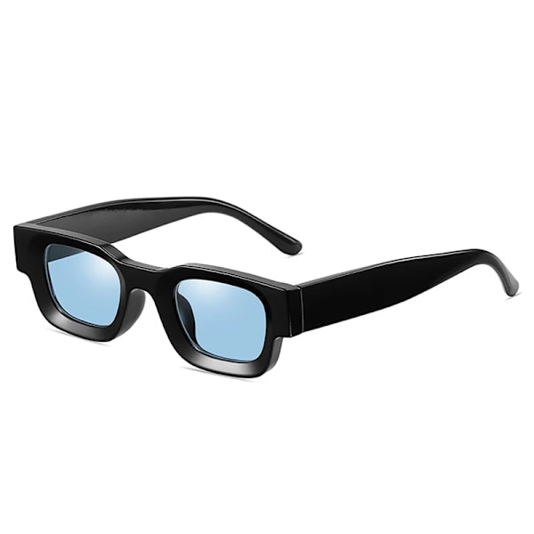 SO&EI Ins Populärt mode Små fyrkantiga polariserade solglasögon Dam Retro Punk Shades UV400 Män Trendiga solglasögon Black blue As the picture