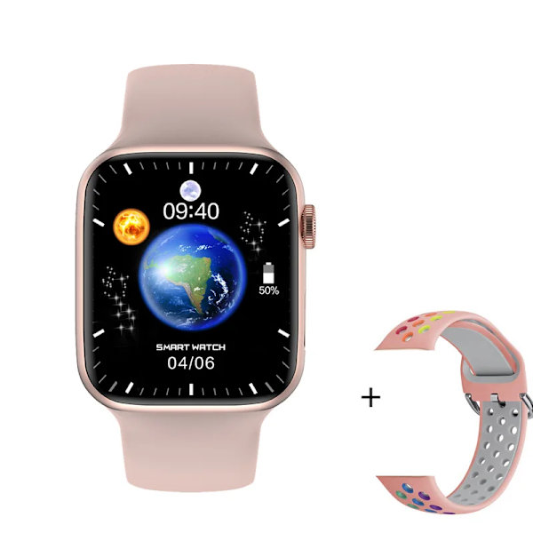 Watch 9 Smart Watch Series 8 Always on Display Blodsocker NFC Smartwatch Herr Dam BT Call Kroppstemperatur För Apple Pink Sport