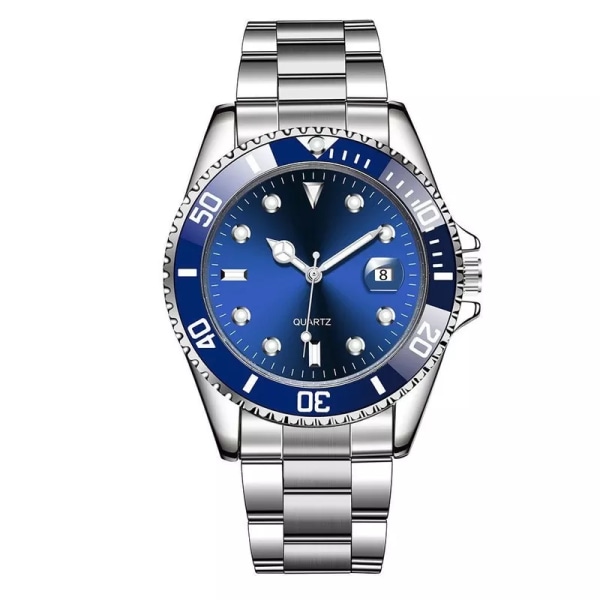 Ny kalender unisex vattentät watch för män kvinnor rostfritt stål lyxklänning klockor utomhussport armbandsur watch Blue