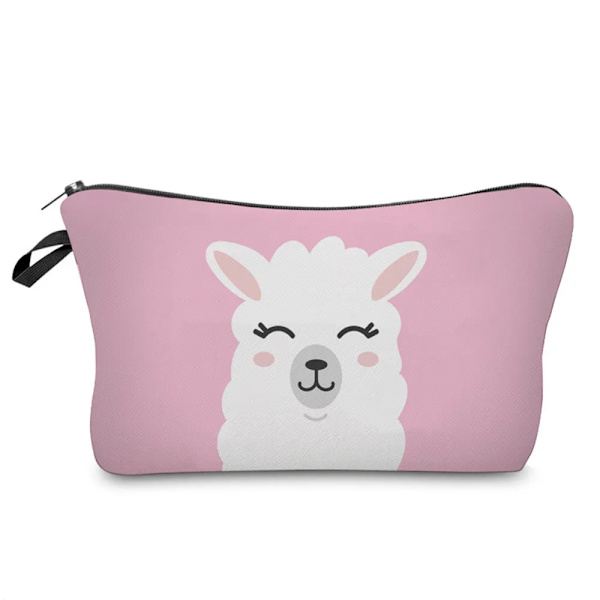 Sminkväska Värmeöverföring Härlig kosmetisk väska med print Liten toalettväska för damer och flickor Presenter Högkvalitativt case 307-16 Alpaca Bag