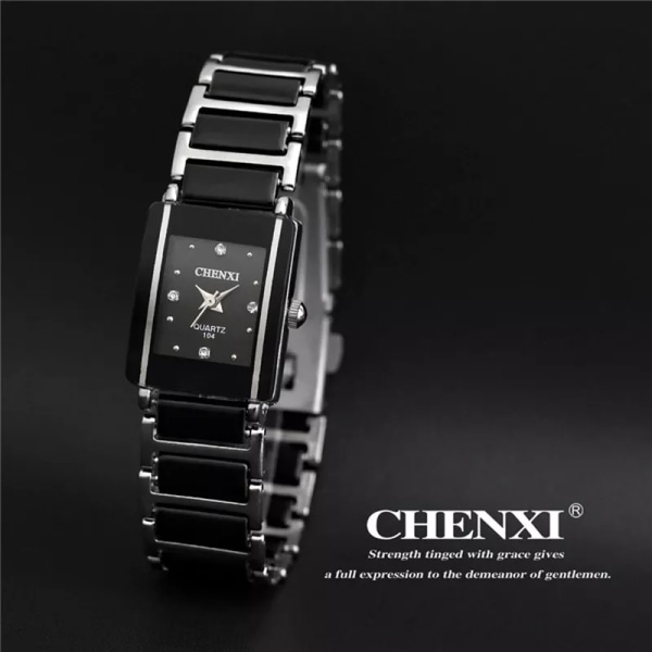Lyxmärke CHENXI Elegant Damklocka Watch Vit Silver Enkel Snygg Keramik Armband Quartz Casual Damarmbandsur Woman Black