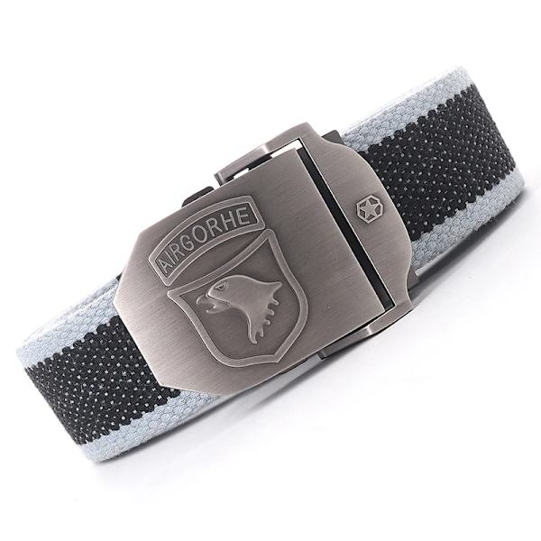 Canvas militärt taktiskt bälte män Hög kvalitet brett metall slät spänne bälte Byxor Tillbehör Ny unisex utomhusträningsbälte Grey-edged belt 110cm