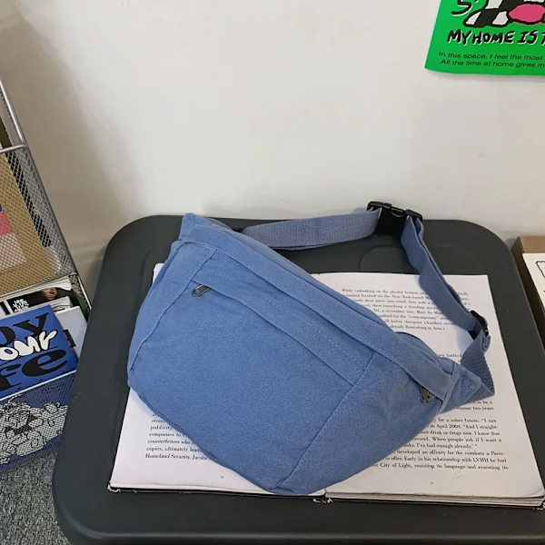 Axelväskor i canvas med stor kapacitet Solid mjuk denim Fritids- eller resväska för kvinnor Mode Fatchels Vinterpaket Blue Large Capacity Bag