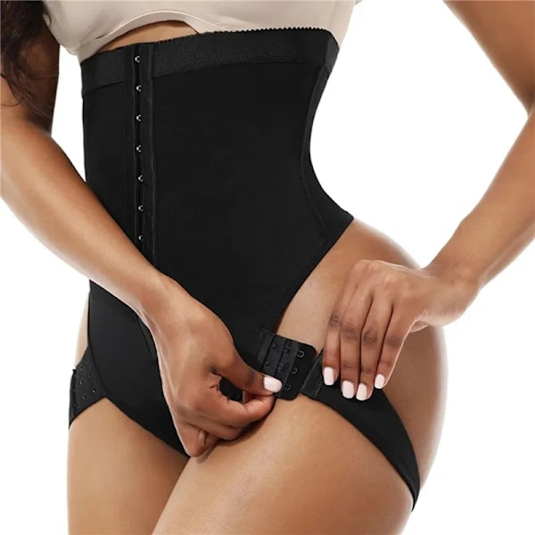 Dammanschett magträning med rumpalyft waist trainer öppen byst magkontroll Shapewear korsettformare Black L