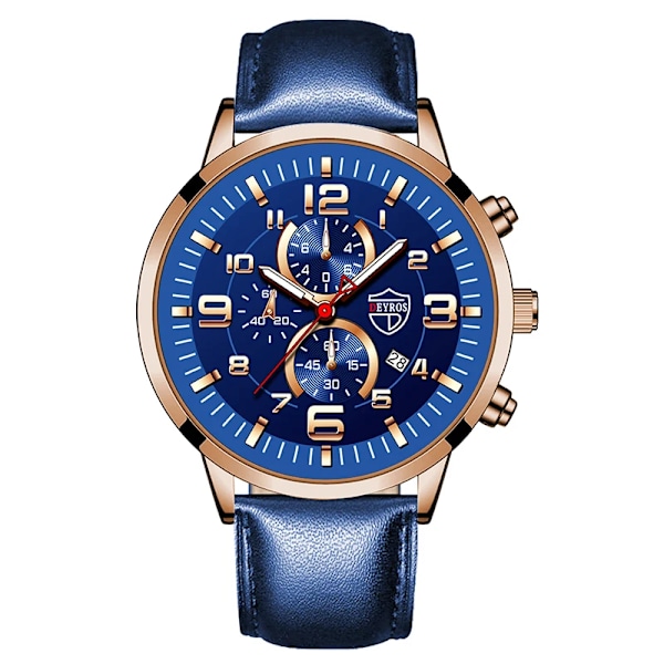 Herrklockor Rostfritt stål Läder Quartz Armbandsur Man Business Watch Watch Datum Lysande Man Casual Armband Klocka As shown 2