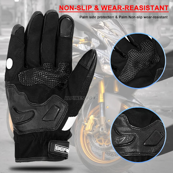 Berik Herr Läder Motorcykelhandskar Moto Racing Kolfiberhandskar Cykel Motorcykel Åkning Skyddshandskar Luvas BEG-209 Red M