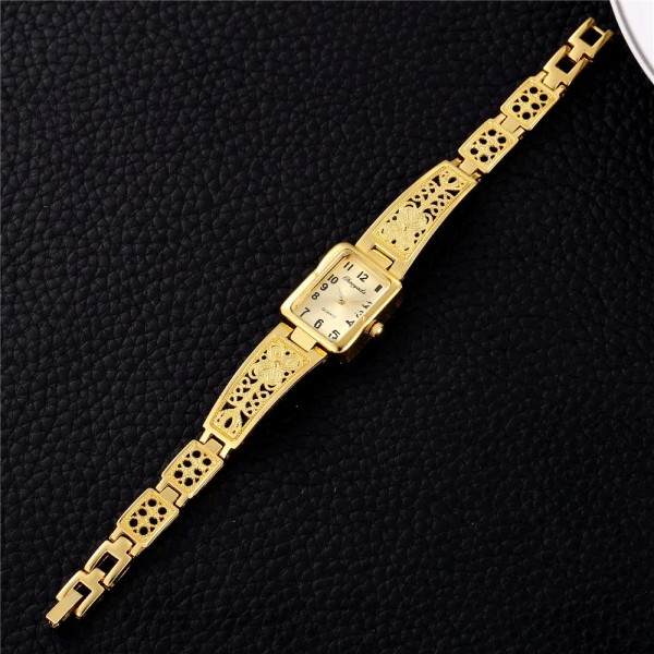 2023 Damklockor Toppmärke Lyxarmbandsur Dammode Guld Watch i rostfritt stål Kvinna Elegant klocka Kvinnor Gold