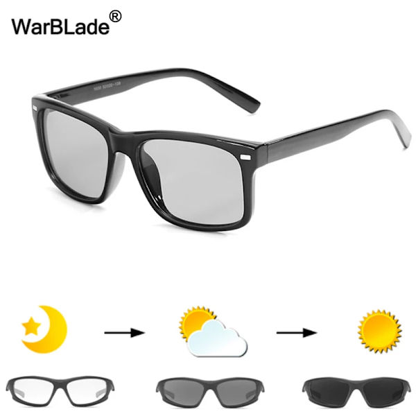 WarBLade Photochromic Solglasögon Män HD Polariserade Solglasögon Man Körglasögon Kameleontglasögon Dag Nattkörning Glasögon B1030