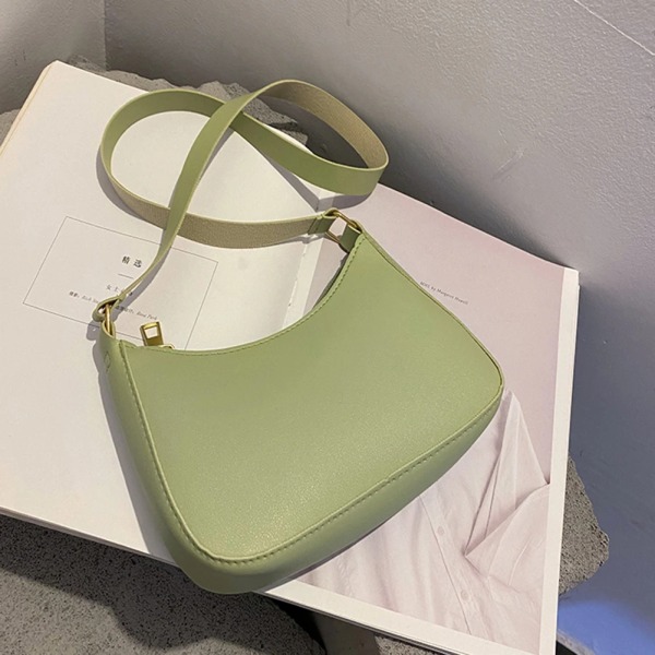 Nya handväskor för dammode Retro enfärgad PU-läder Axelväska Underarmsväska Casual Dam Hobos Handväskor Designerväska Green 20x17x6cm