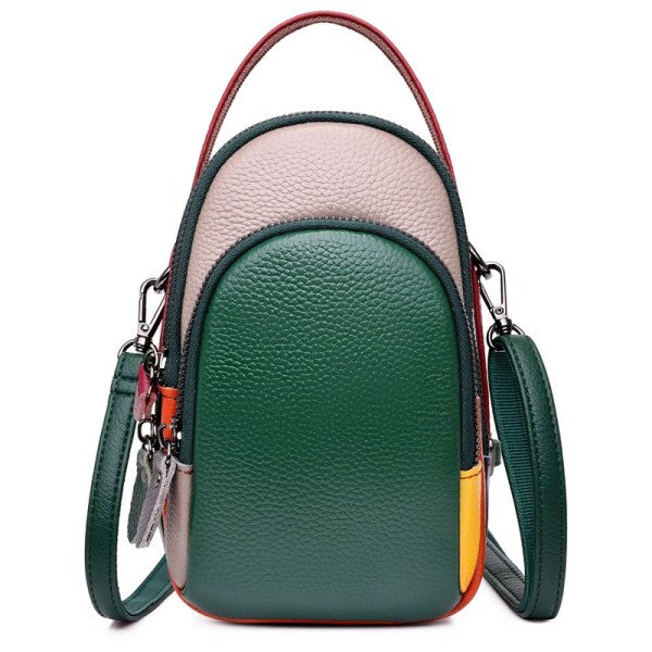 100 % äkta läder Handväska för kvinnor Designer Mini Mobiltelefonväskor och plånböcker Mode Axelväska Mode Messenger Sac för kvinnor Green