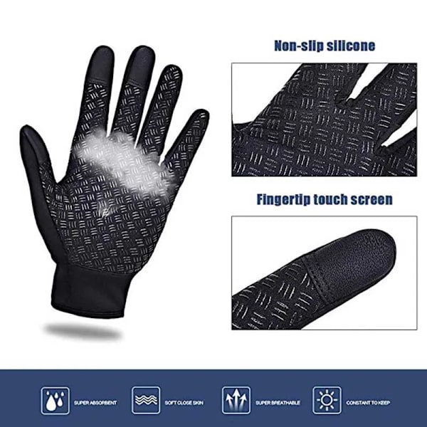 Pekskärm Vinter Thermal Varma Cykelcykelhandskar 2XL XXL Cykelskidor Utomhuscamping Vandring Motorcykelhandskar Helfinger C Grey M