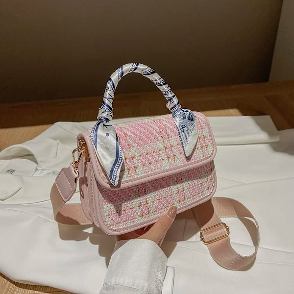 Vintage Crossbody-väskor för kvinnor Lyxig handväska Klassisk kvinnor Messenger Bag Candy Color Clutch-väska för kvinnor Axelväska Pink