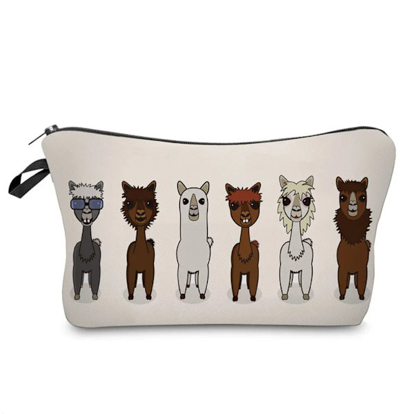 Sminkväska Värmeöverföring Härlig kosmetisk väska med print Liten toalettväska för damer och flickor Presenter Högkvalitativt case 307-18 Alpaca Bag