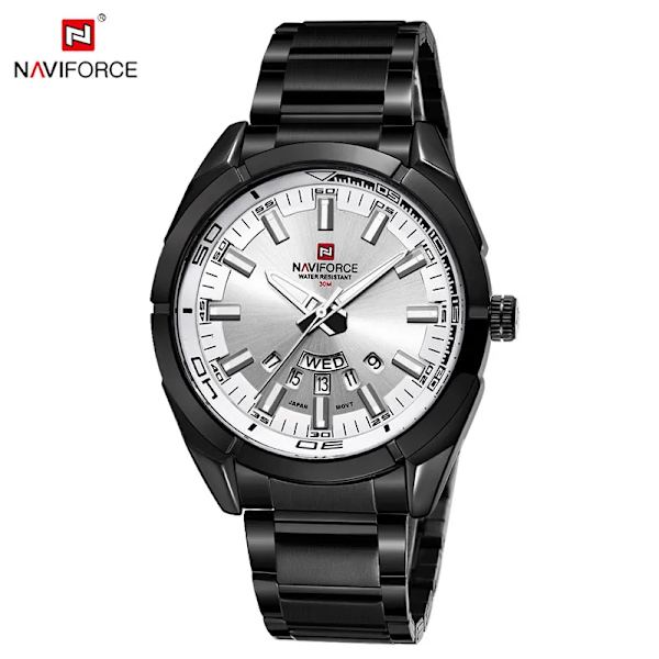 NAVIFORCE Klassisk casual för watch Rostfri teel Sport Vattentät herrklockor Quartz Datumvisning Klocka Relogio Masculino BW
